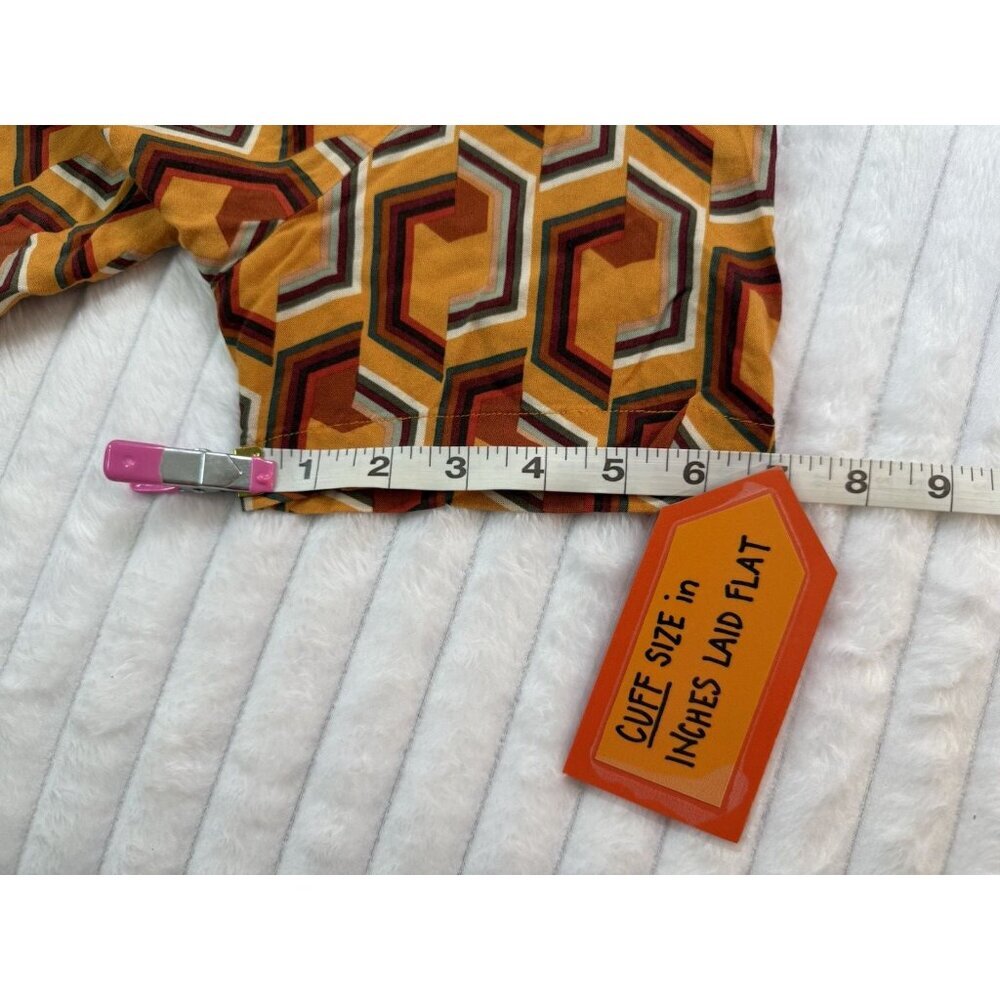 Denim & Flower Ricky Singh Orange Button-Up Hexagon Geometric Shirt SZ Large - Picture 12 of 13